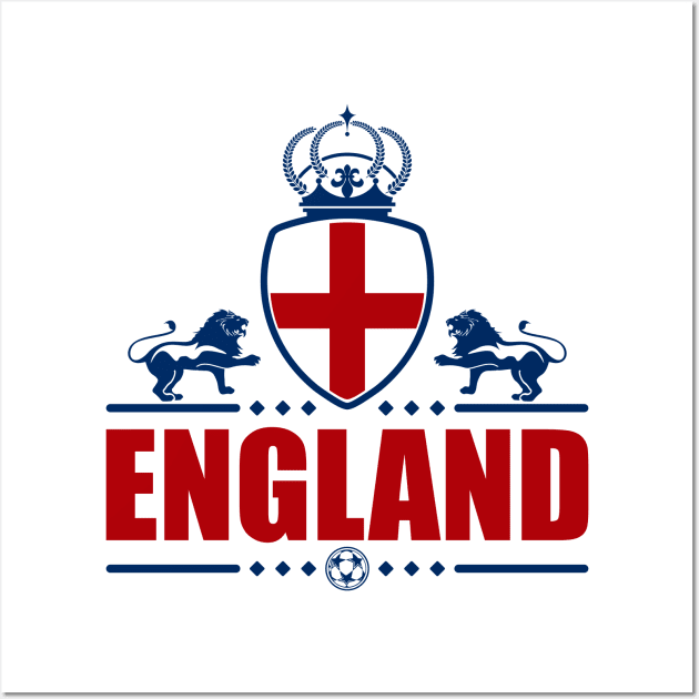 ENGLAND RED-BLUE LINEART | 2 SIDED Wall Art by VISUALUV